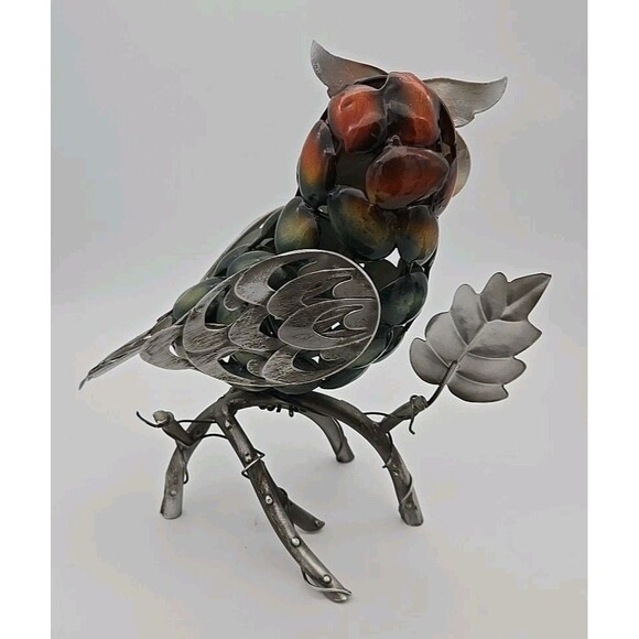 Metal Owl Figurine Sculpture Whimsical Garden Art Decor - Picture 3 of 6